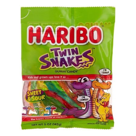 HARIBO Twin Snakes Sweet/Sour Gummi Candy 5 oz, 12PK 624670